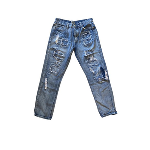 Black Relaxed Straight Distressed‎ Mens Jeans Size 30X30